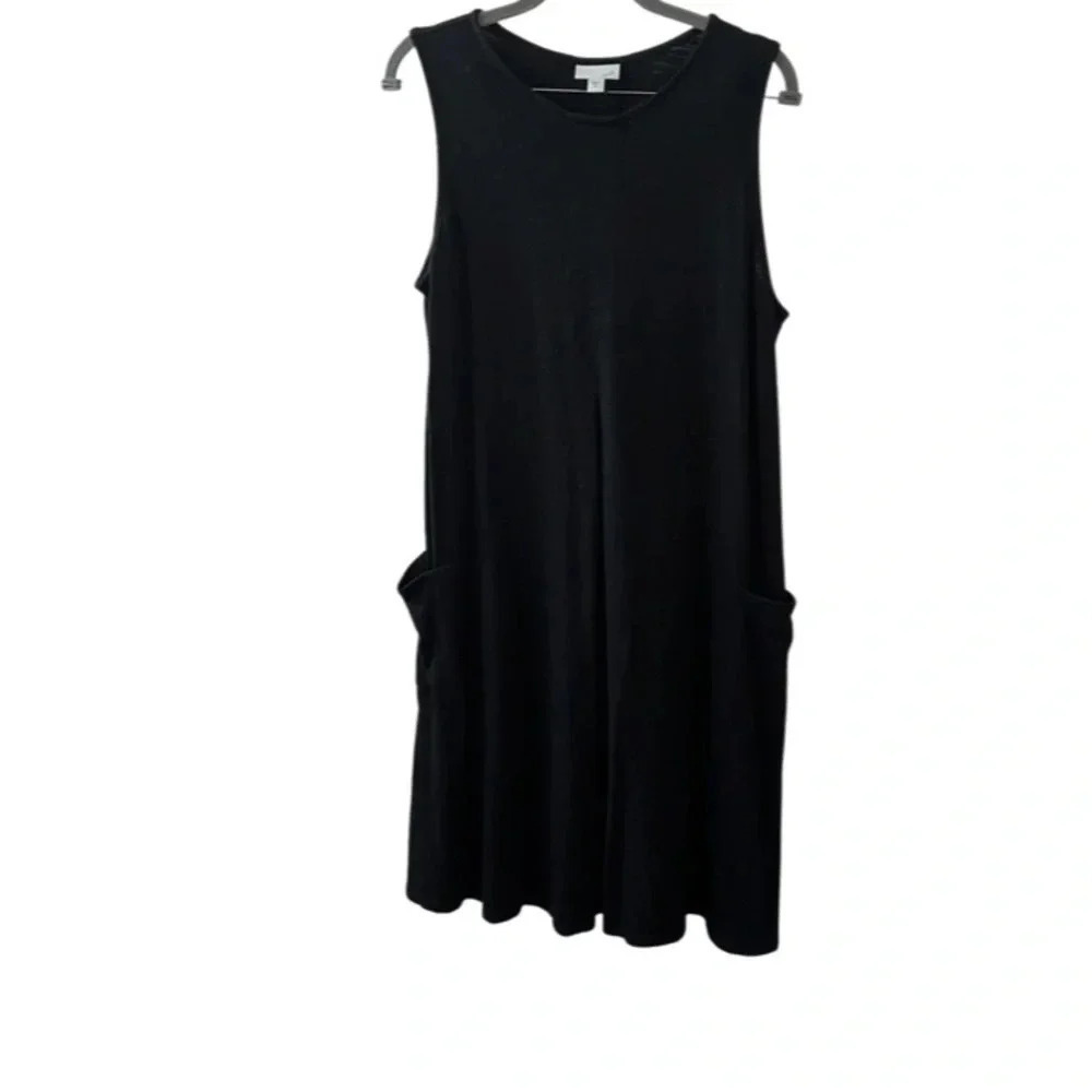 J. Jill Black Pleated Sleeveless Dress Size Medium